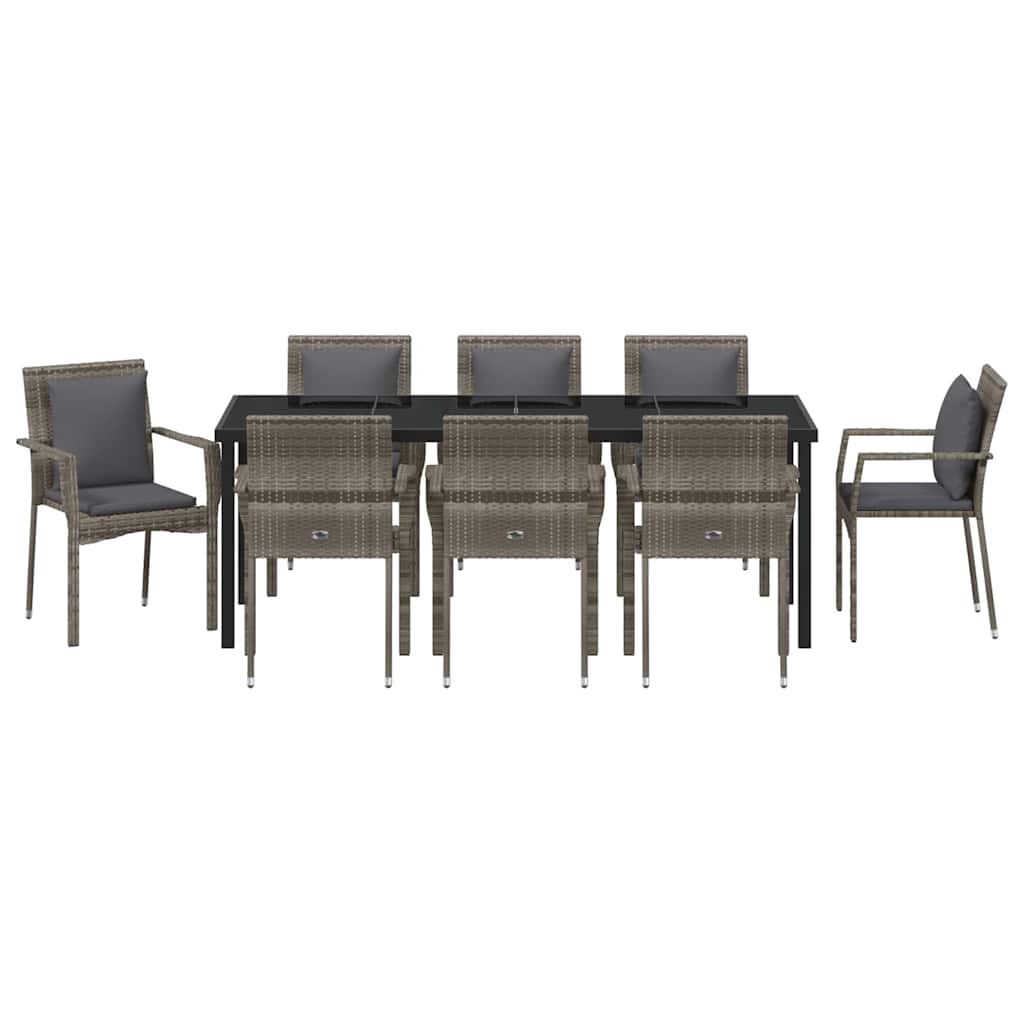 Ensemble de salle à manger pour jardin 9 pcs Gris polyrotin - XIOS