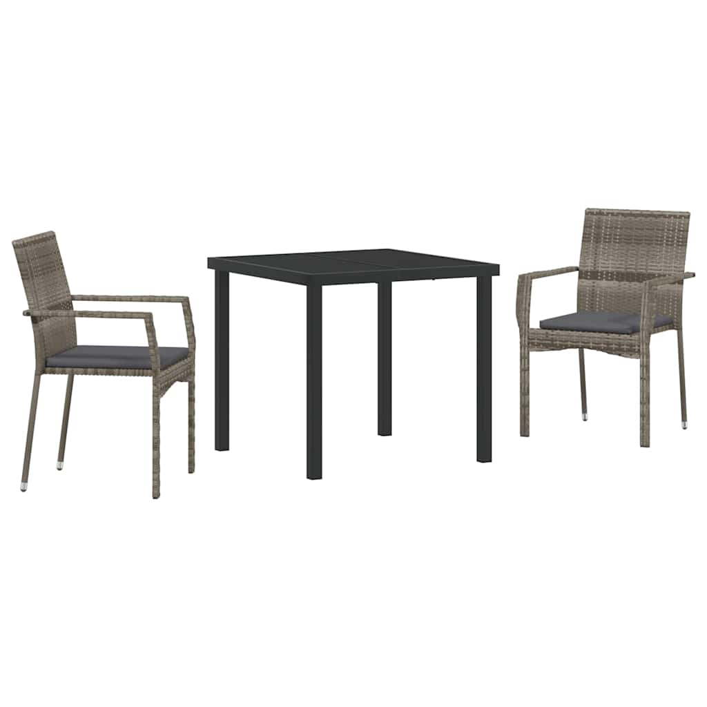 Ensemble de salle à manger pour jardin 3 pcs Gris polyrotin - XIOS