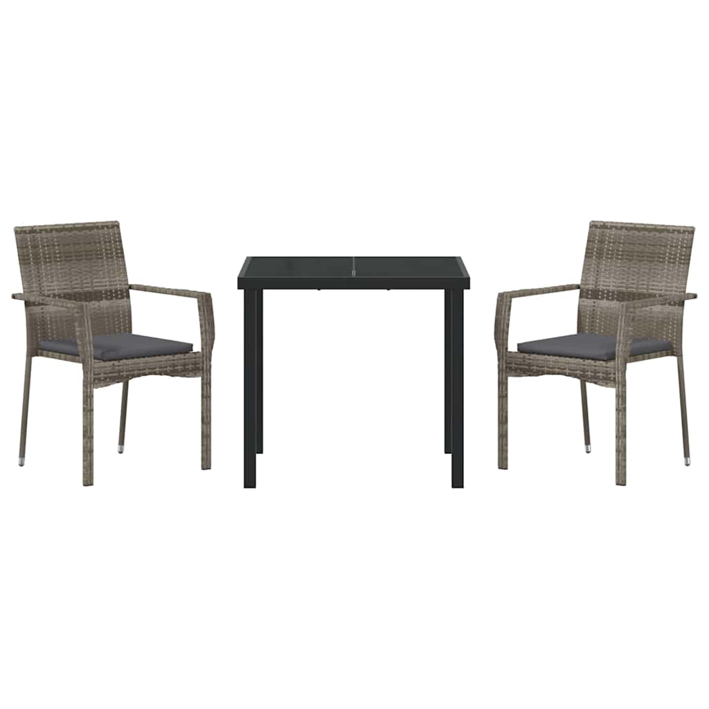Ensemble de salle à manger pour jardin 3 pcs Gris polyrotin - XIOS