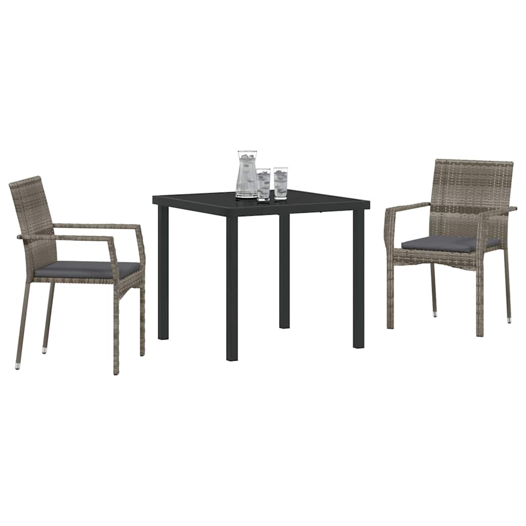 Ensemble de salle à manger pour jardin 3 pcs Gris polyrotin - XIOS