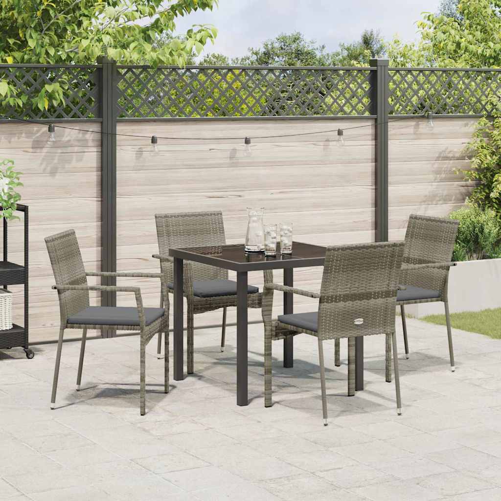 Ensemble de salle à manger pour jardin 5 pcs Gris polyrotin - XIOS