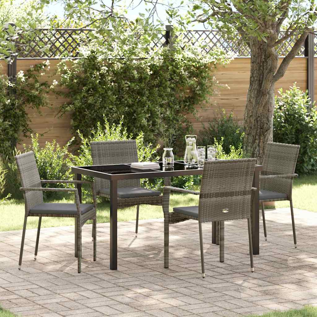 Ensemble de salle à manger pour jardin 5 pcs Gris polyrotin - XIOS