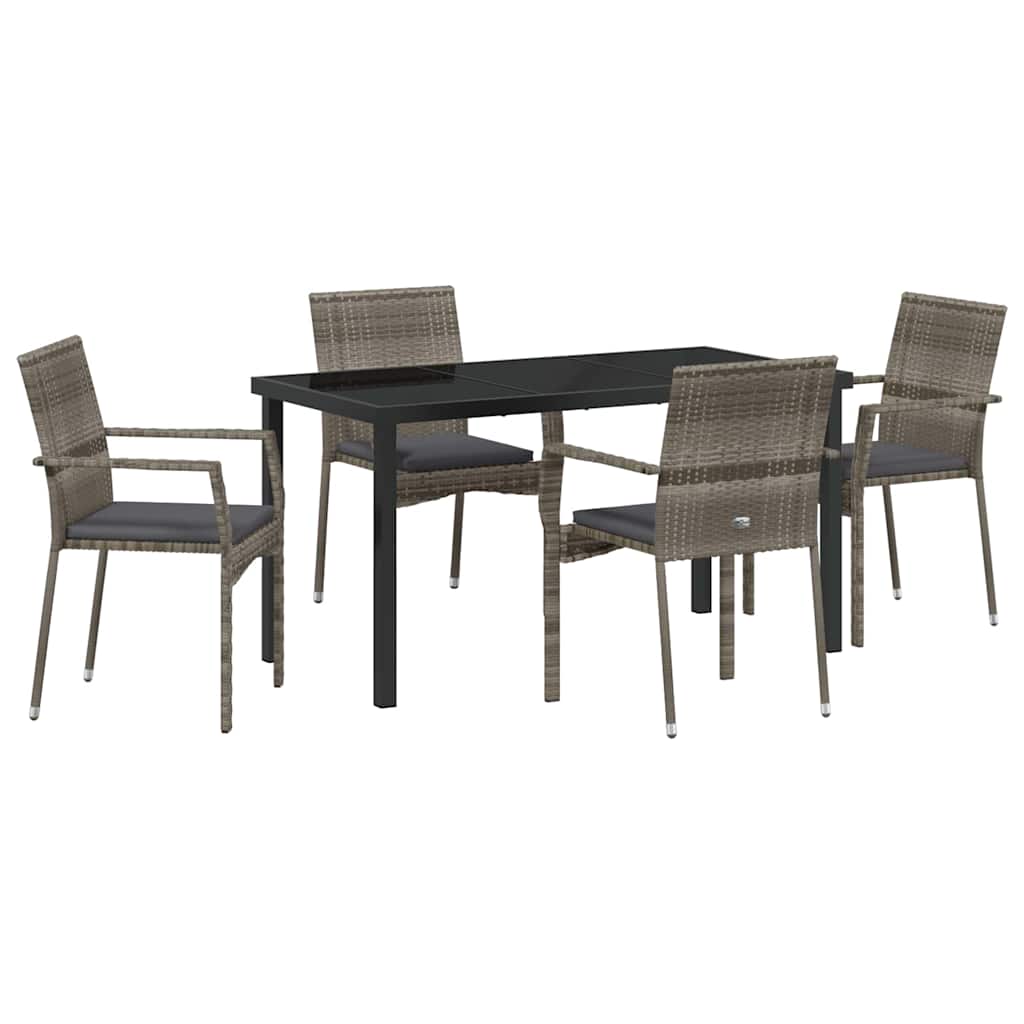 Ensemble de salle à manger pour jardin 5 pcs Gris polyrotin - XIOS