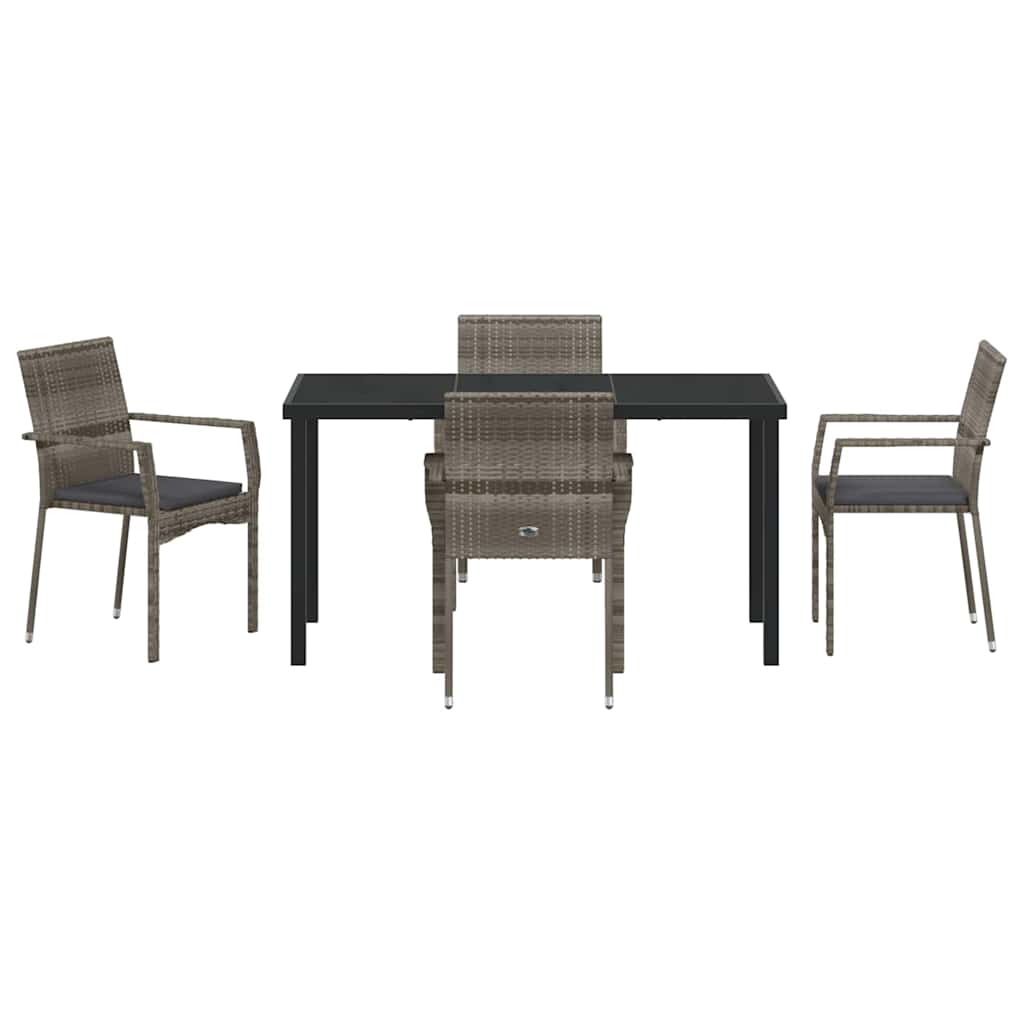 Ensemble de salle à manger pour jardin 5 pcs Gris polyrotin - XIOS