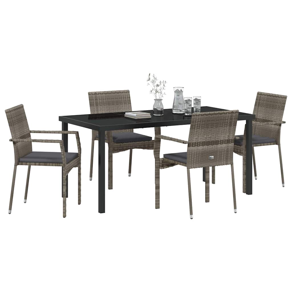 Ensemble de salle à manger pour jardin 5 pcs Gris polyrotin - XIOS