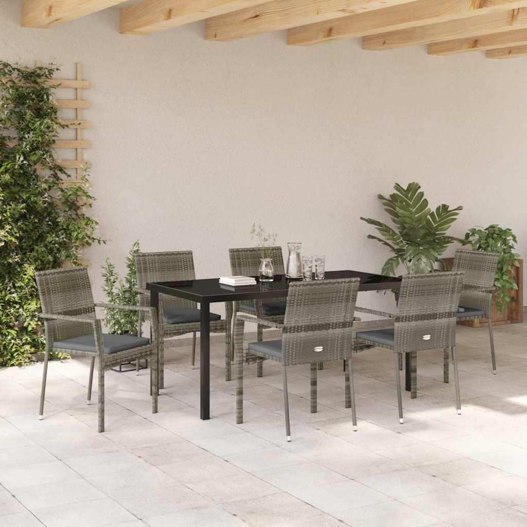 Ensemble de salle à manger pour jardin 7 pcs Gris polyrotin - XIOS