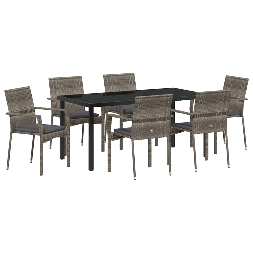 Ensemble de salle à manger pour jardin 7 pcs Gris polyrotin - XIOS