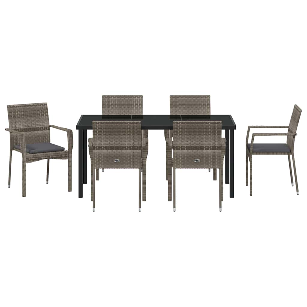 Ensemble de salle à manger pour jardin 7 pcs Gris polyrotin - XIOS