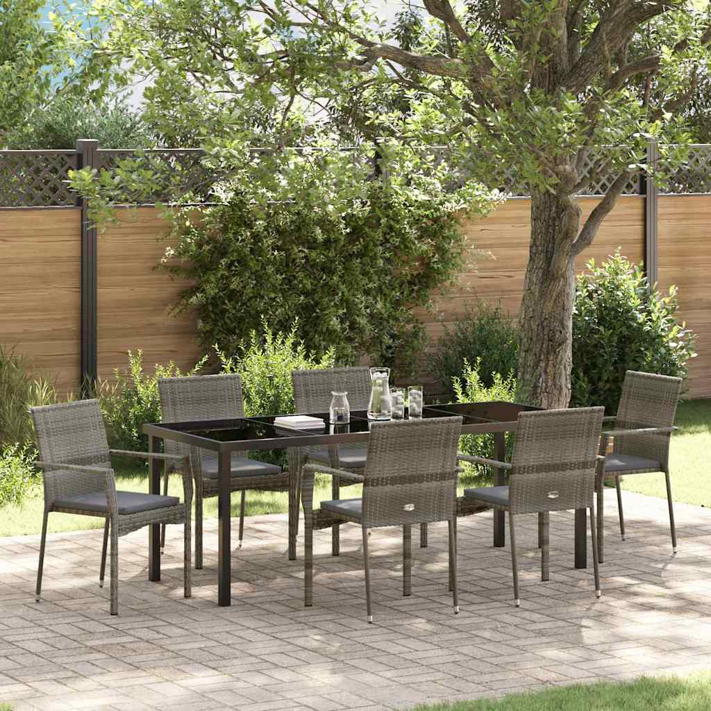 Ensemble de salle à manger pour jardin 7 pcs Gris polyrotin - XIOS