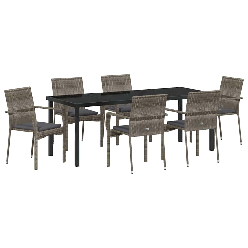 Ensemble de salle à manger pour jardin 7 pcs Gris polyrotin - XIOS