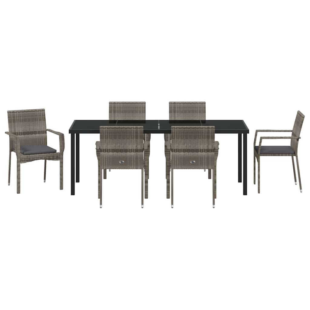 Ensemble de salle à manger pour jardin 7 pcs Gris polyrotin - XIOS