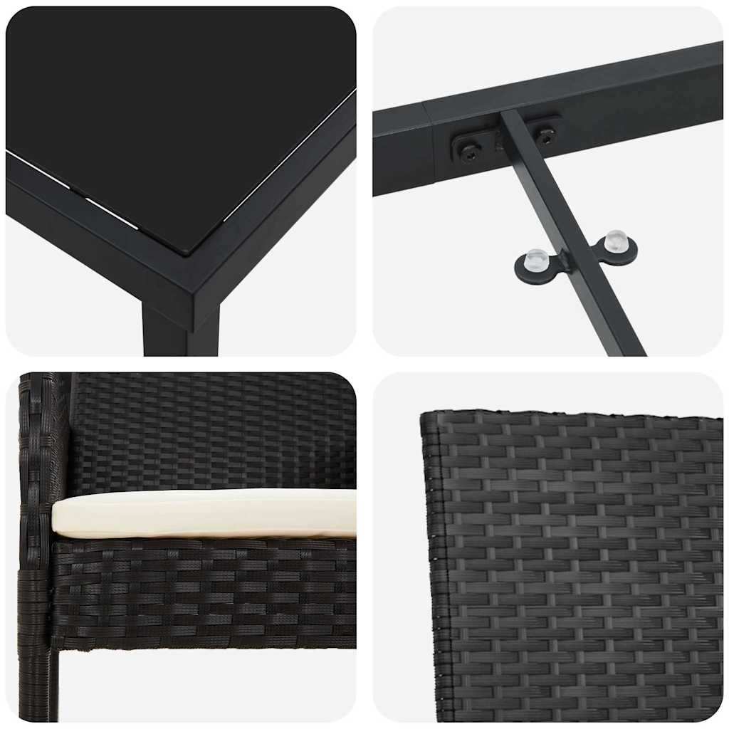 Ensemble de salle à manger pour jardin 5 pcs Noir polyrotin - XIOS