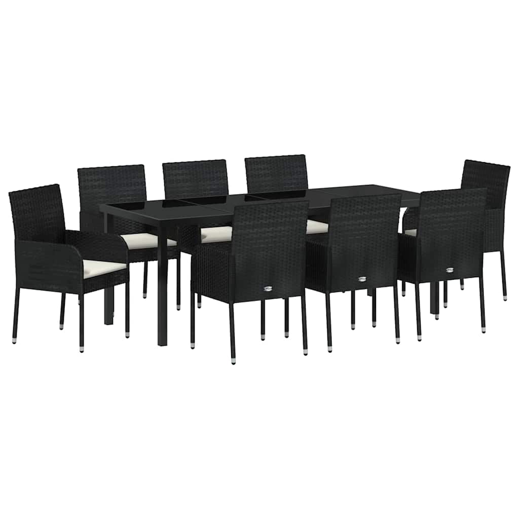 Ensemble de salle à manger pour jardin 9 pcs Noir polyrotin - XIOS