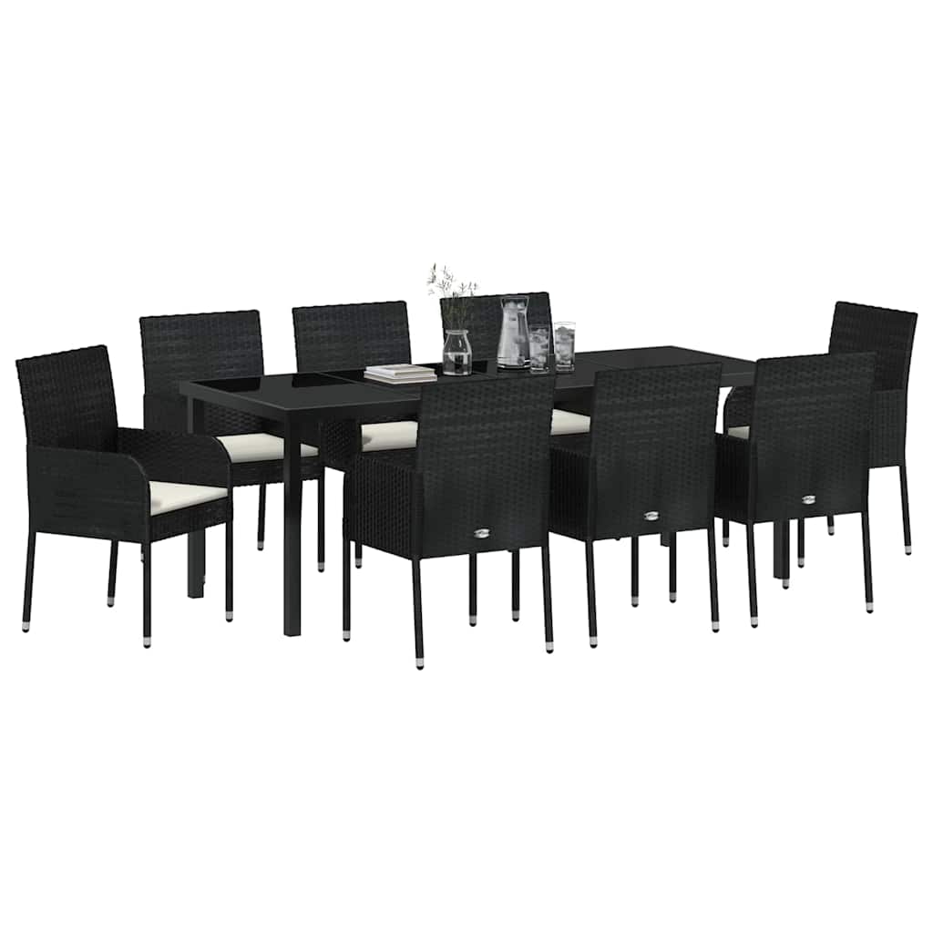 Ensemble de salle à manger pour jardin 9 pcs Noir polyrotin - XIOS