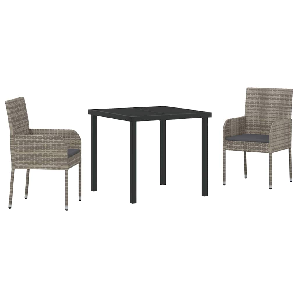 Ensemble de salle à manger pour jardin 3 pcs Gris polyrotin - XIOS