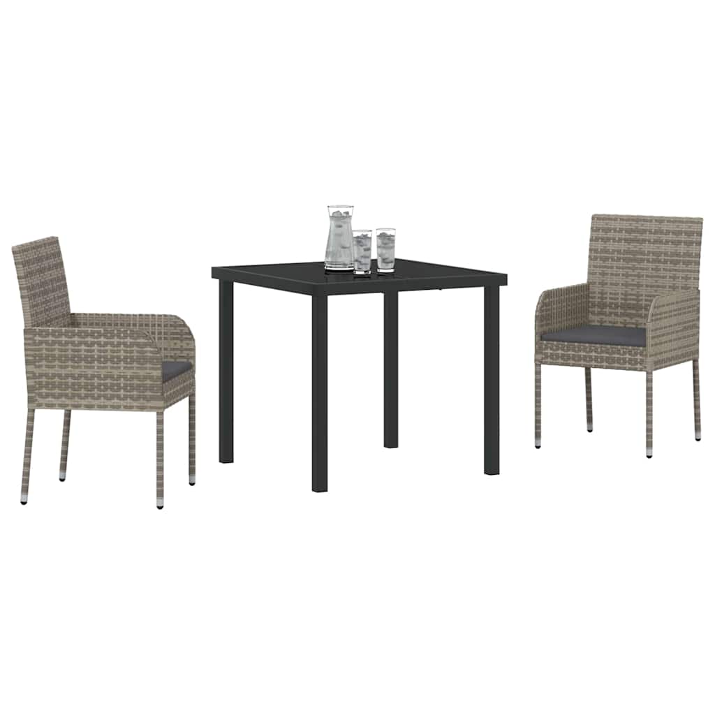 Ensemble de salle à manger pour jardin 3 pcs Gris polyrotin - XIOS