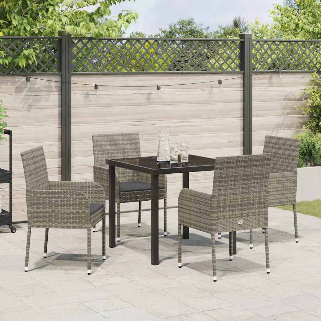Ensemble de salle à manger pour jardin 5 pcs Gris polyrotin - XIOS