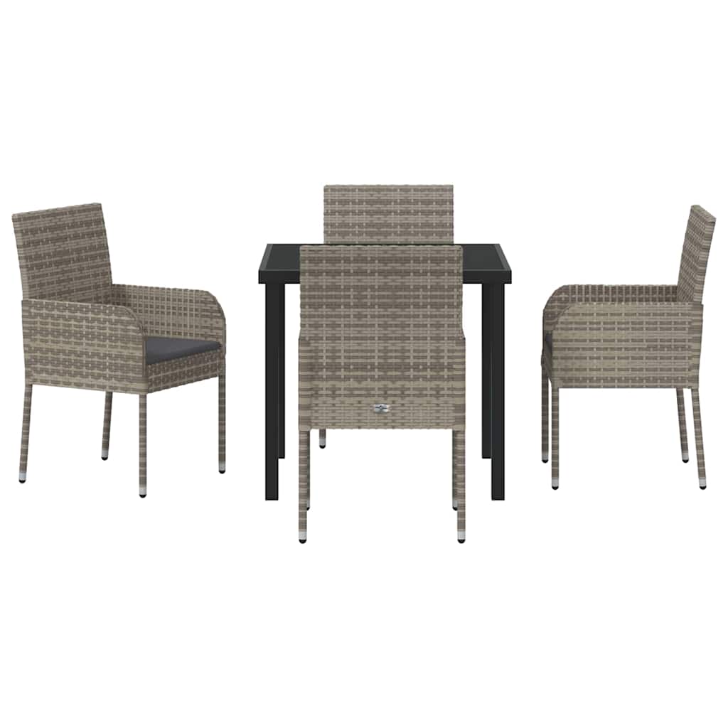 Ensemble de salle à manger pour jardin 5 pcs Gris polyrotin - XIOS