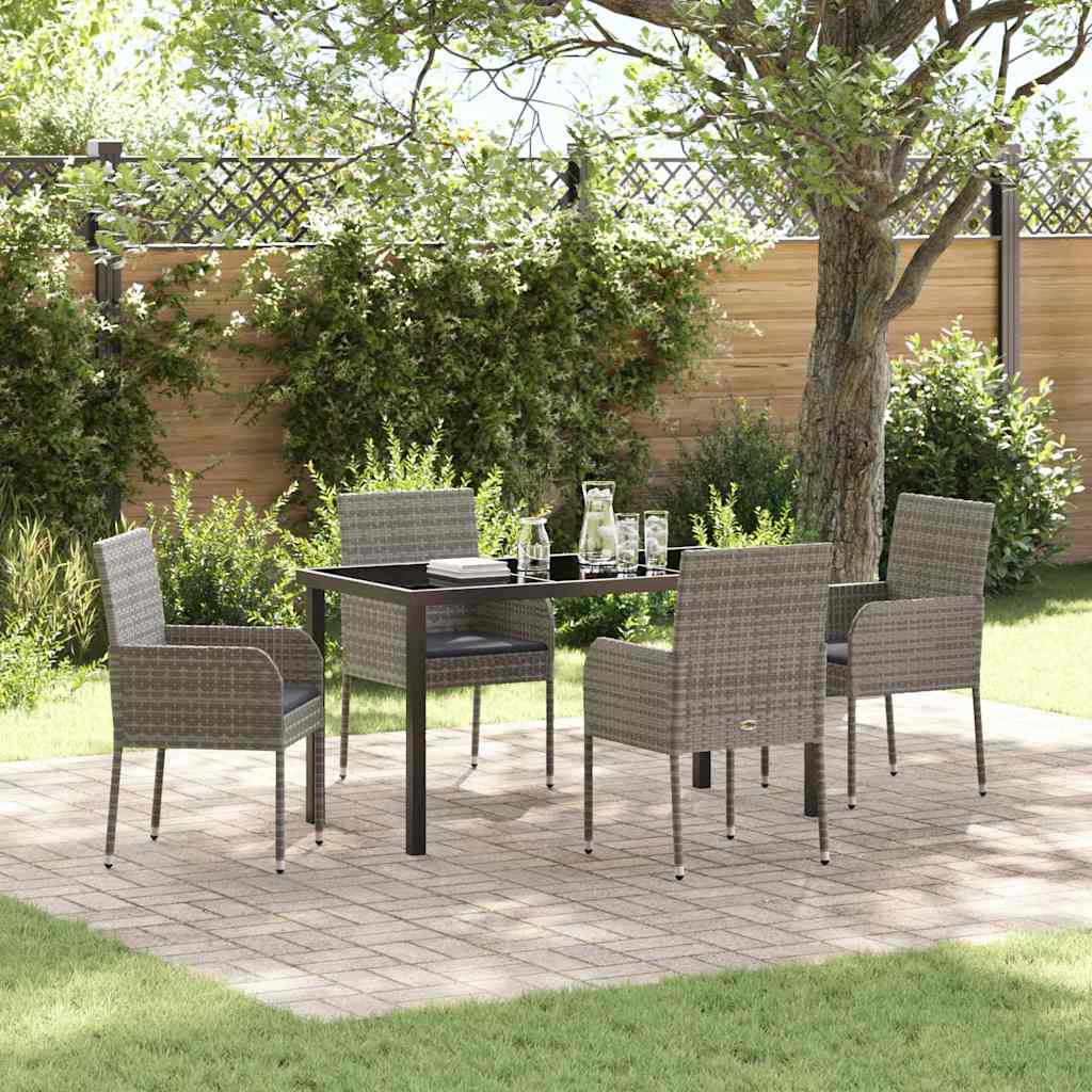 Ensemble de salle à manger pour jardin 5 pcs Gris polyrotin - XIOS