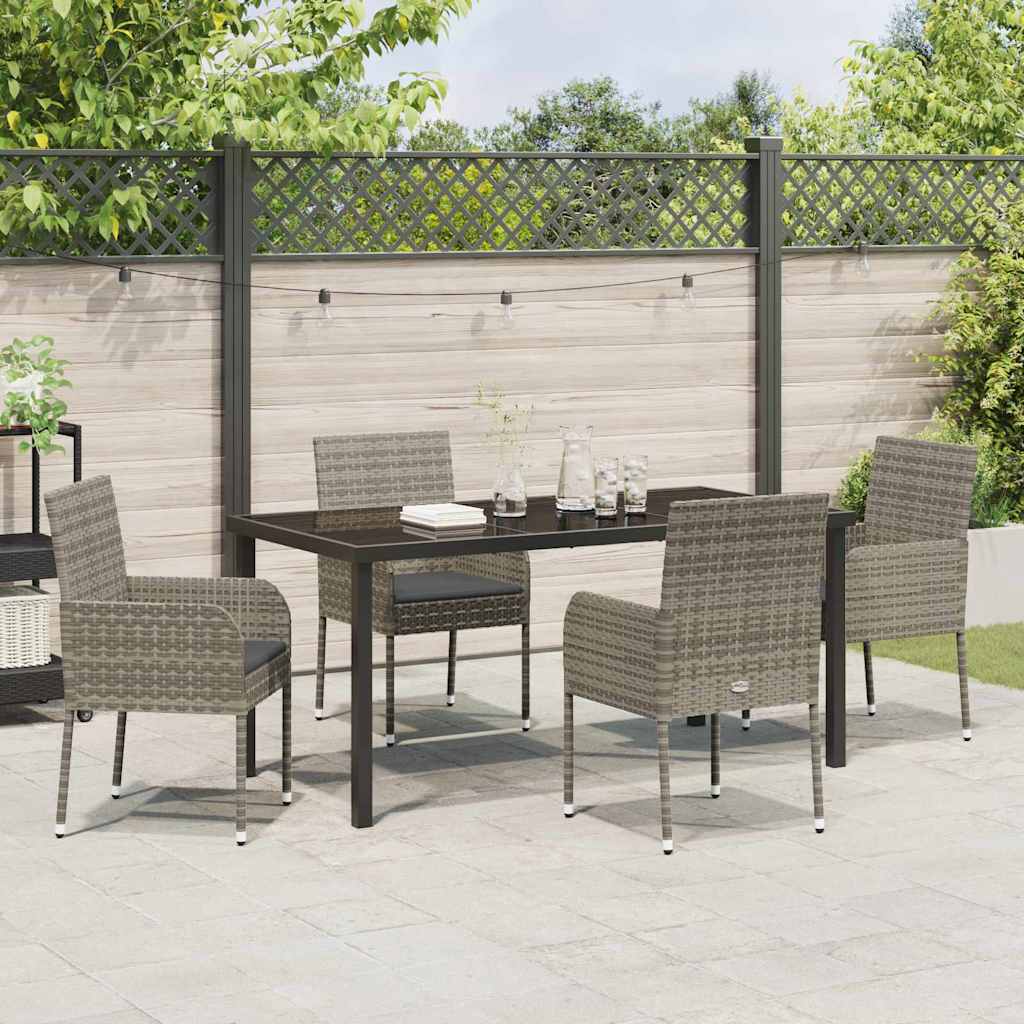 Ensemble de salle à manger pour jardin 5 pcs Gris polyrotin - XIOS