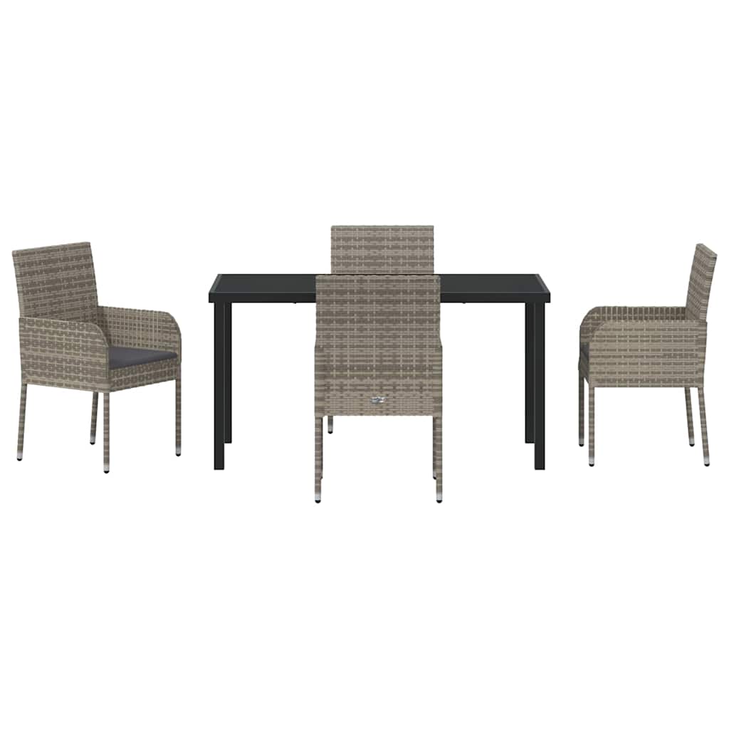 Ensemble de salle à manger pour jardin 5 pcs Gris polyrotin - XIOS