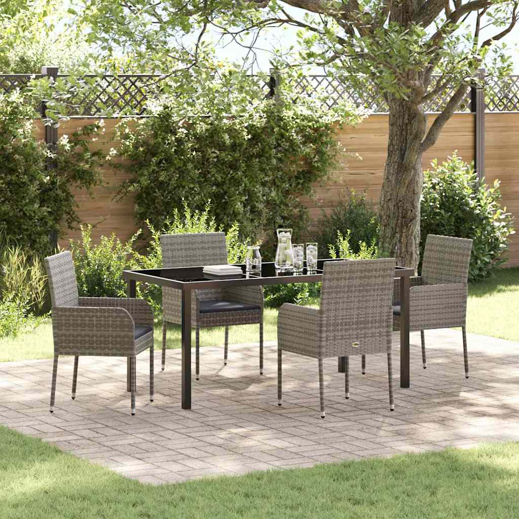 Ensemble de salle à manger pour jardin 5 pcs Gris polyrotin - XIOS