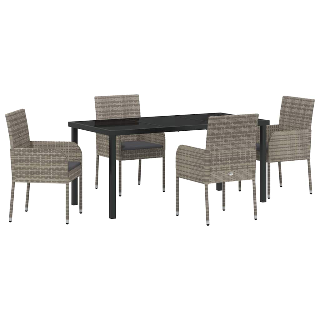 Ensemble de salle à manger pour jardin 5 pcs Gris polyrotin - XIOS