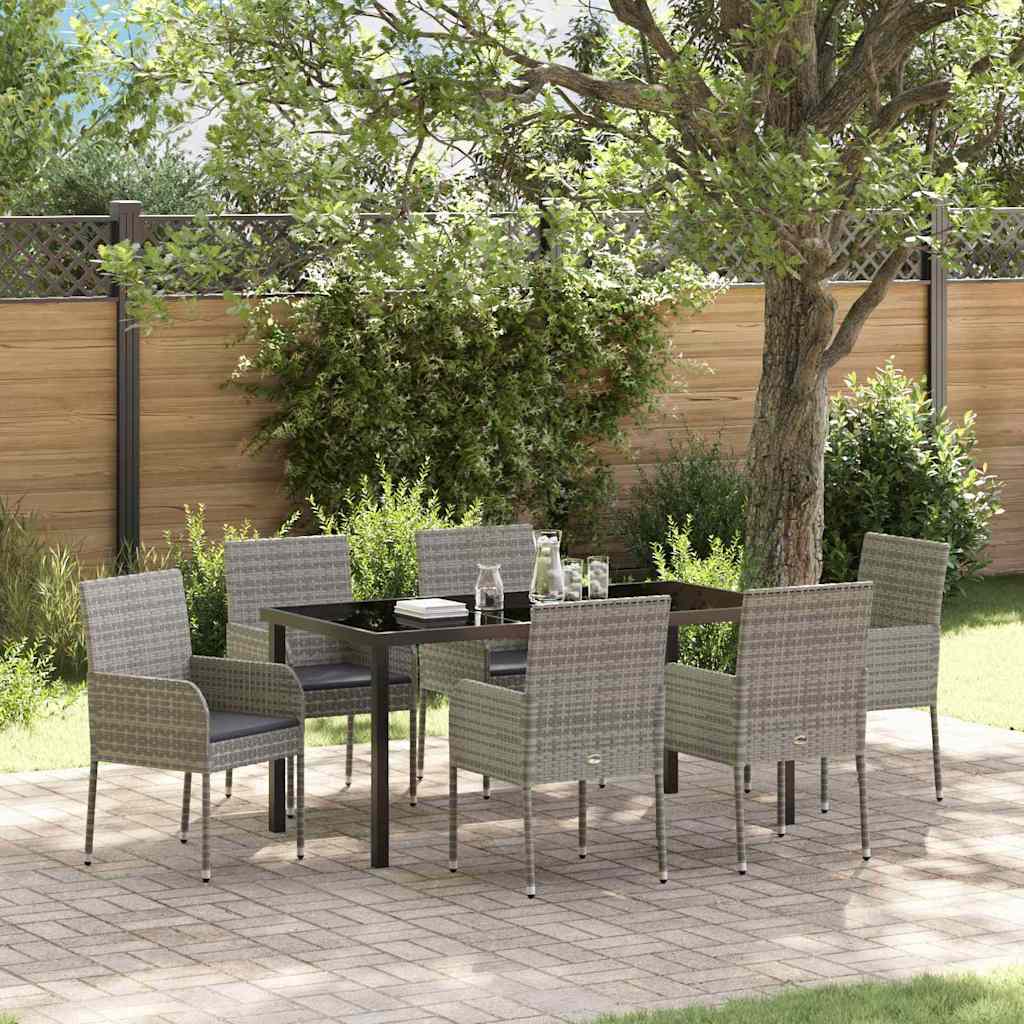 Ensemble de salle à manger pour jardin 7 pcs Gris polyrotin - XIOS