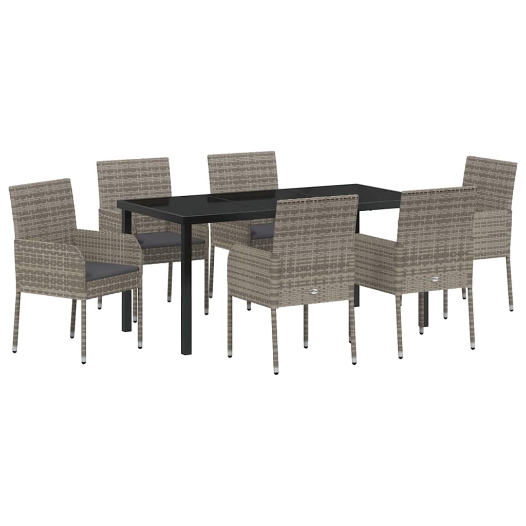 Ensemble de salle à manger pour jardin 7 pcs Gris polyrotin - XIOS