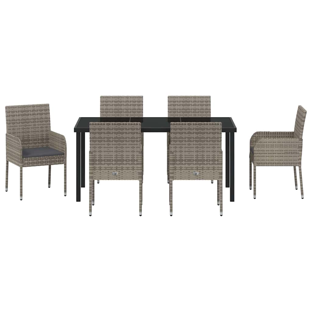 Ensemble de salle à manger pour jardin 7 pcs Gris polyrotin - XIOS