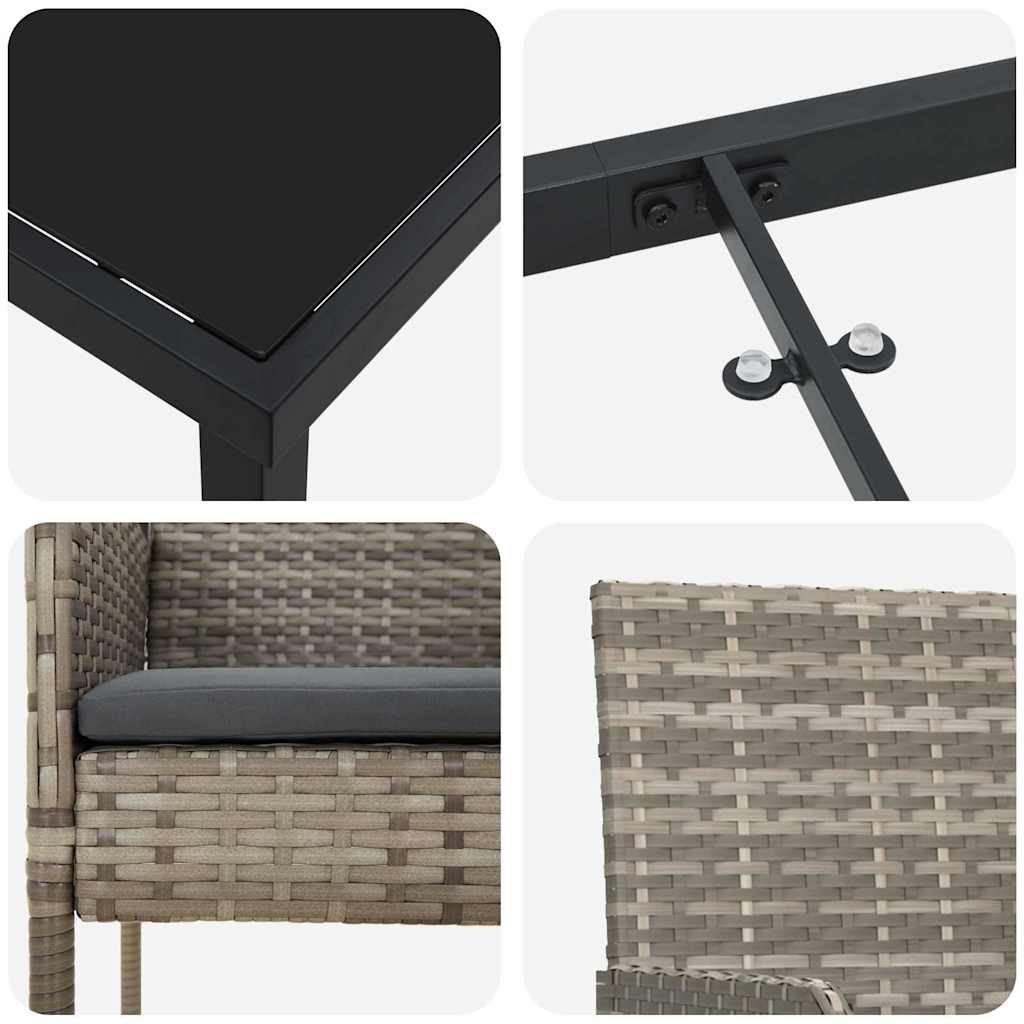 Ensemble de salle à manger pour jardin 7 pcs Gris polyrotin - XIOS