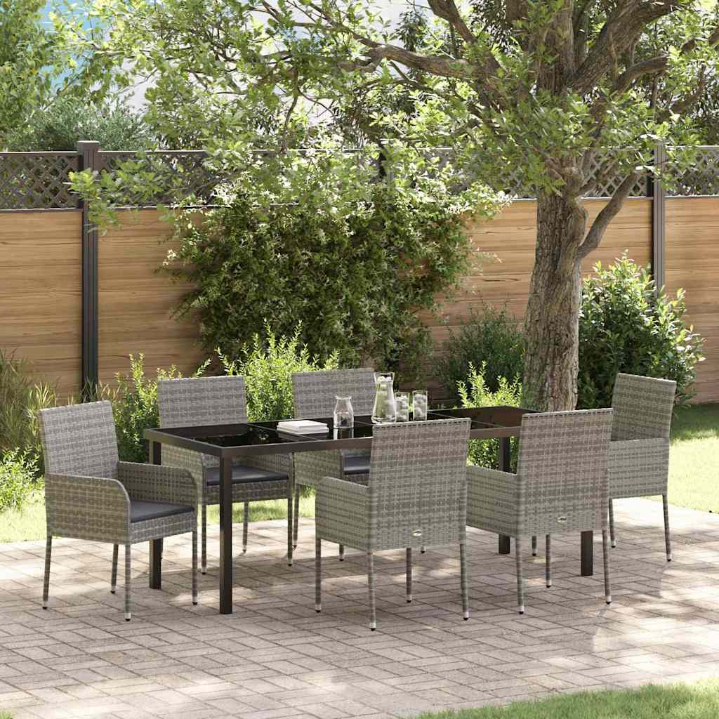 Ensemble de salle à manger pour jardin 7 pcs Gris polyrotin - XIOS