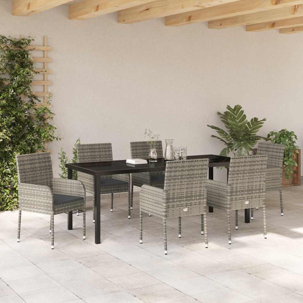 Ensemble de salle à manger pour jardin 7 pcs Gris polyrotin - XIOS