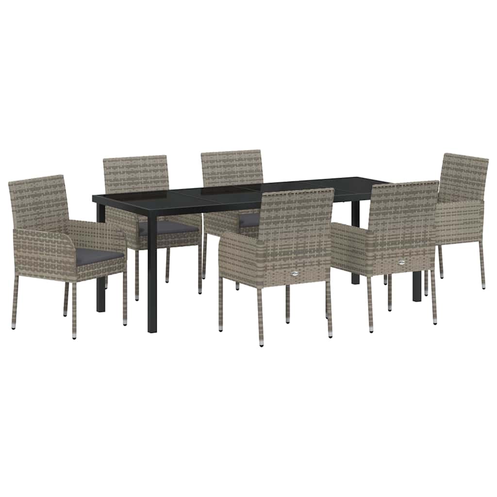Ensemble de salle à manger pour jardin 7 pcs Gris polyrotin - XIOS