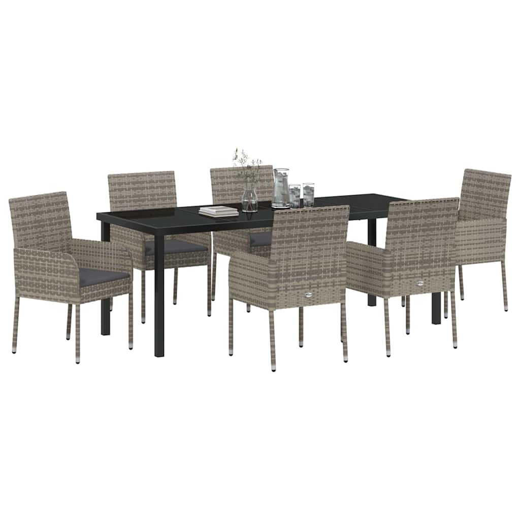 Ensemble de salle à manger pour jardin 7 pcs Gris polyrotin - XIOS
