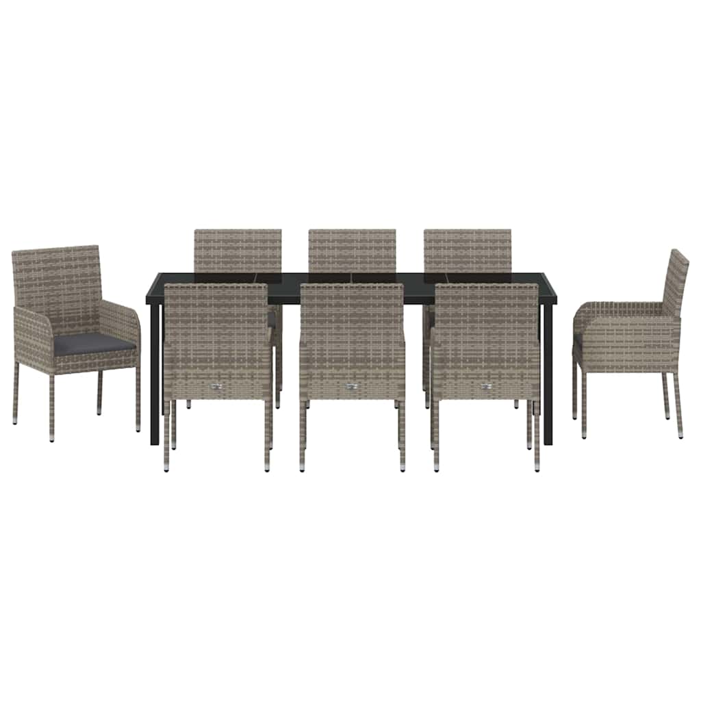 Ensemble de salle à manger pour jardin 9 pcs Gris polyrotin - XIOS
