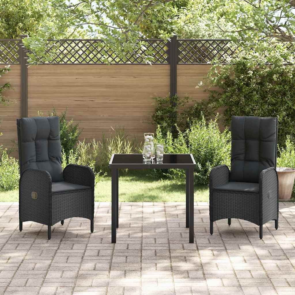 Ensemble de salle à manger pour jardin 3 pcs Noir polyrotin - XIOS