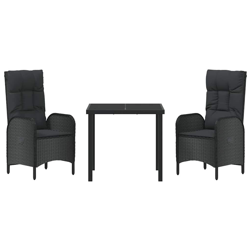 Ensemble de salle à manger pour jardin 3 pcs Noir polyrotin - XIOS