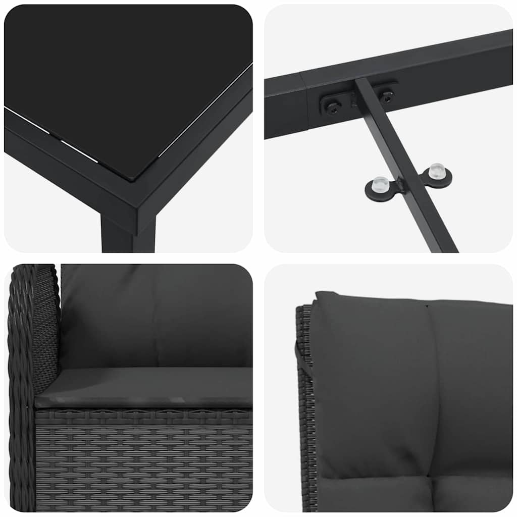 Ensemble de salle à manger pour jardin 5 pcs Noir polyrotin - XIOS