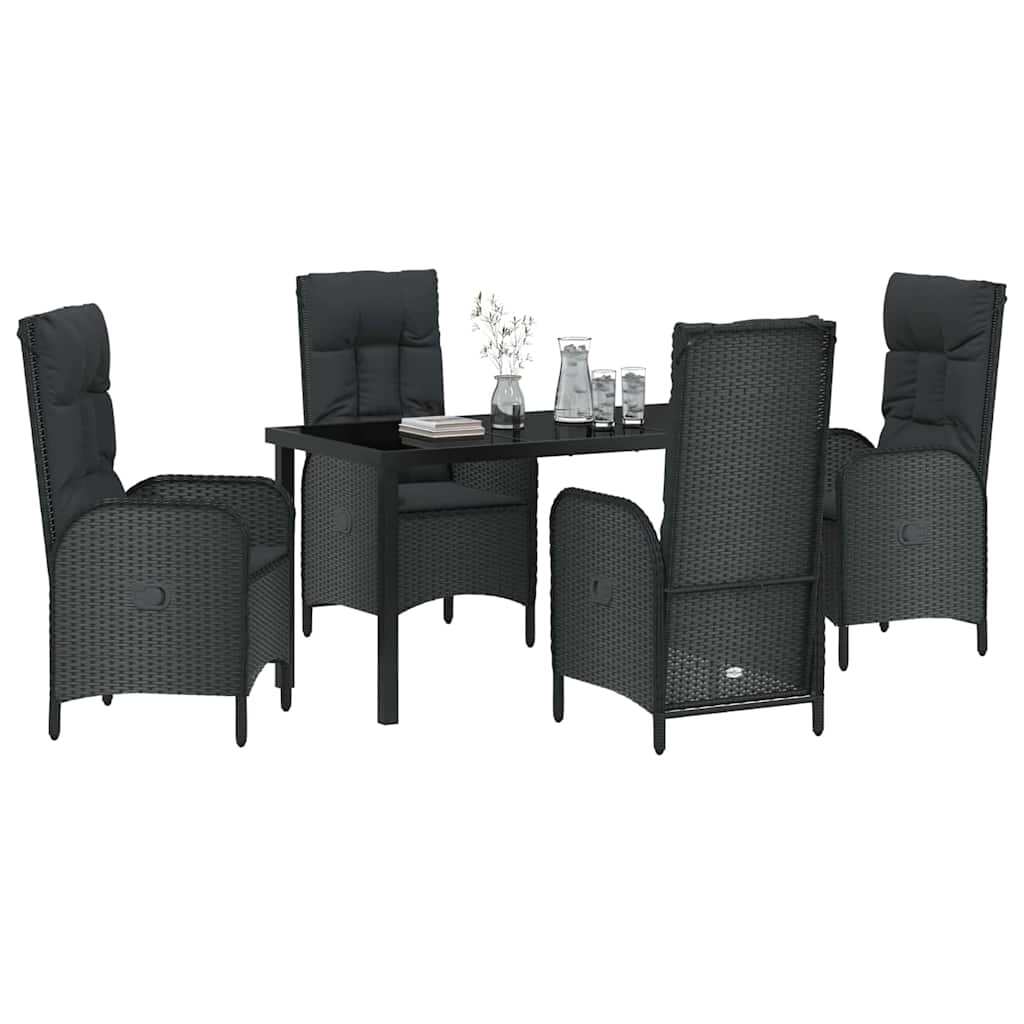 Ensemble de salle à manger pour jardin 5 pcs Noir polyrotin - XIOS