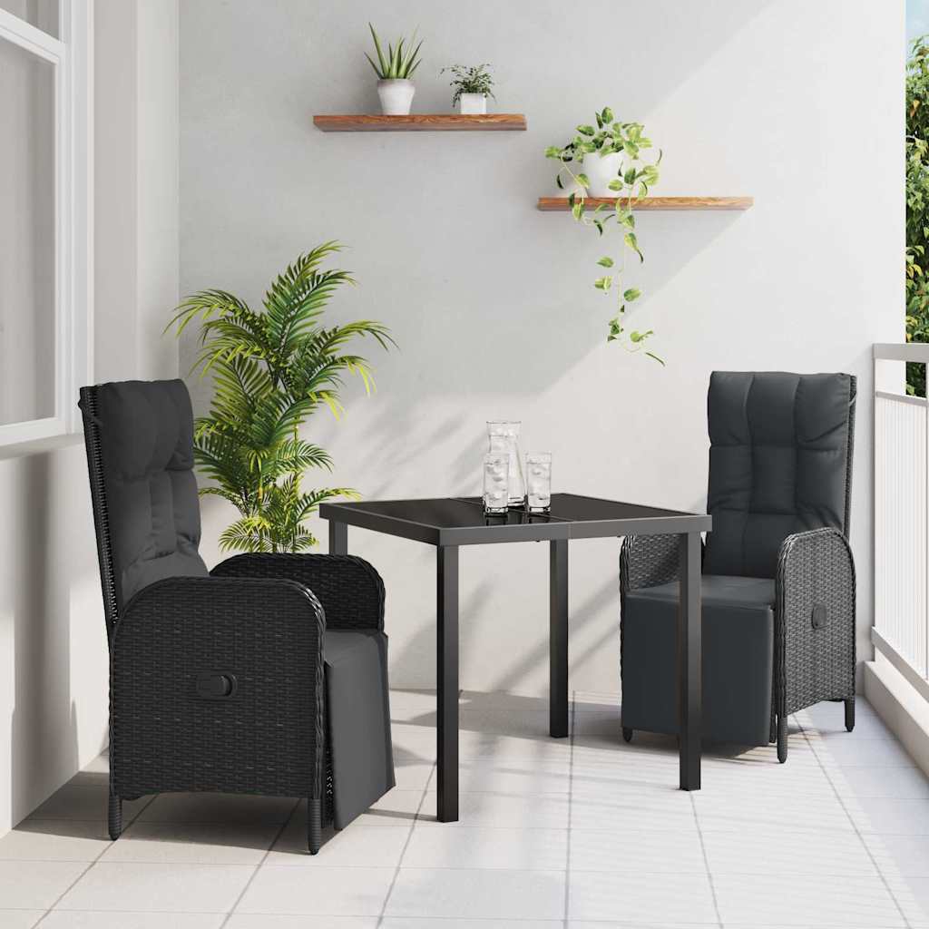 Ensemble de salle à manger pour jardin 3 pcs Noir polyrotin - XIOS
