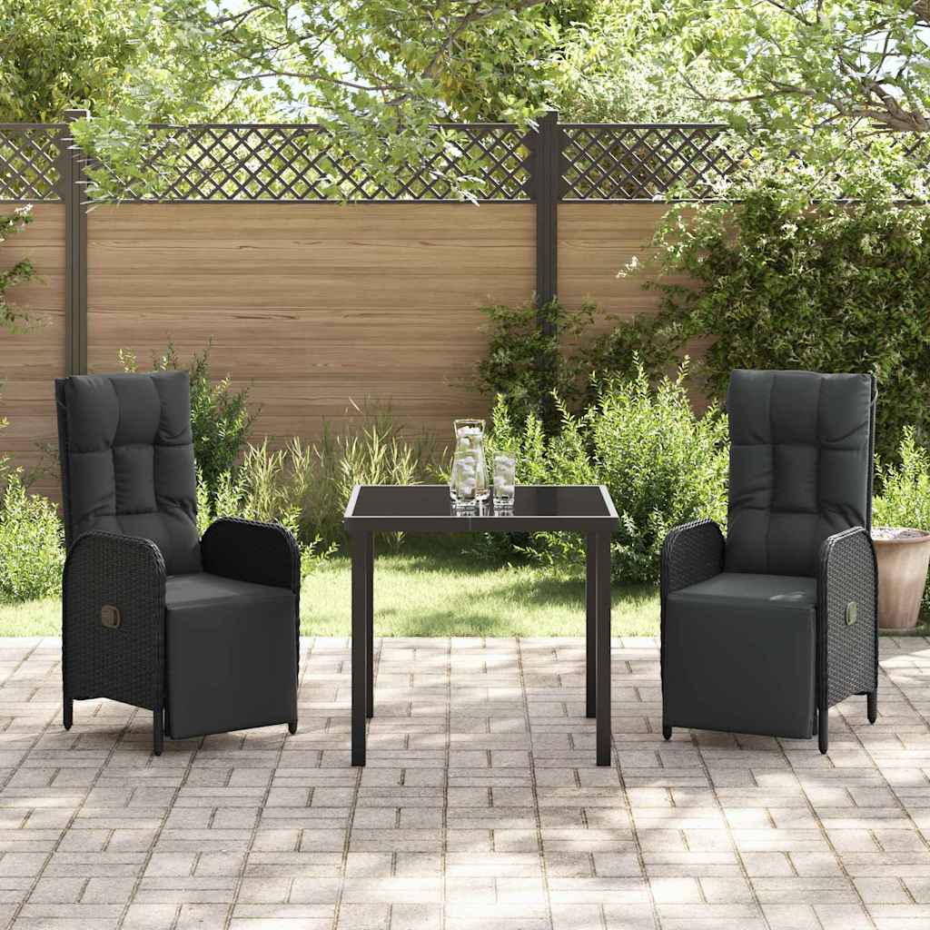 Ensemble de salle à manger pour jardin 3 pcs Noir polyrotin - XIOS