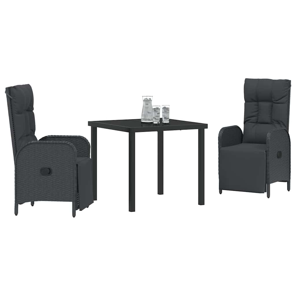 Ensemble de salle à manger pour jardin 3 pcs Noir polyrotin - XIOS