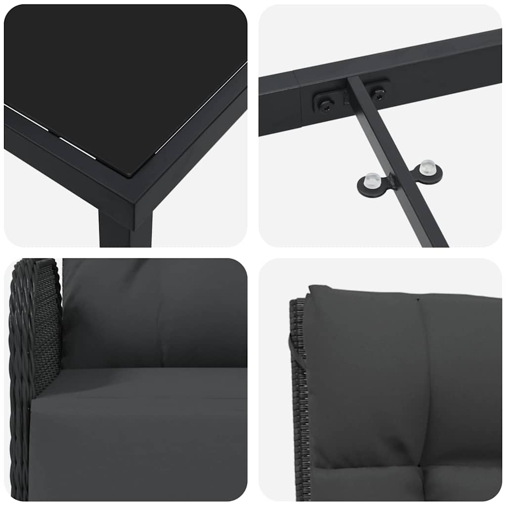 Ensemble de salle à manger pour jardin 5 pcs Noir polyrotin - XIOS