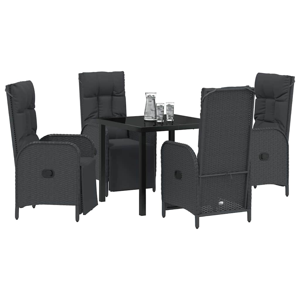 Ensemble de salle à manger pour jardin 5 pcs Noir polyrotin - XIOS