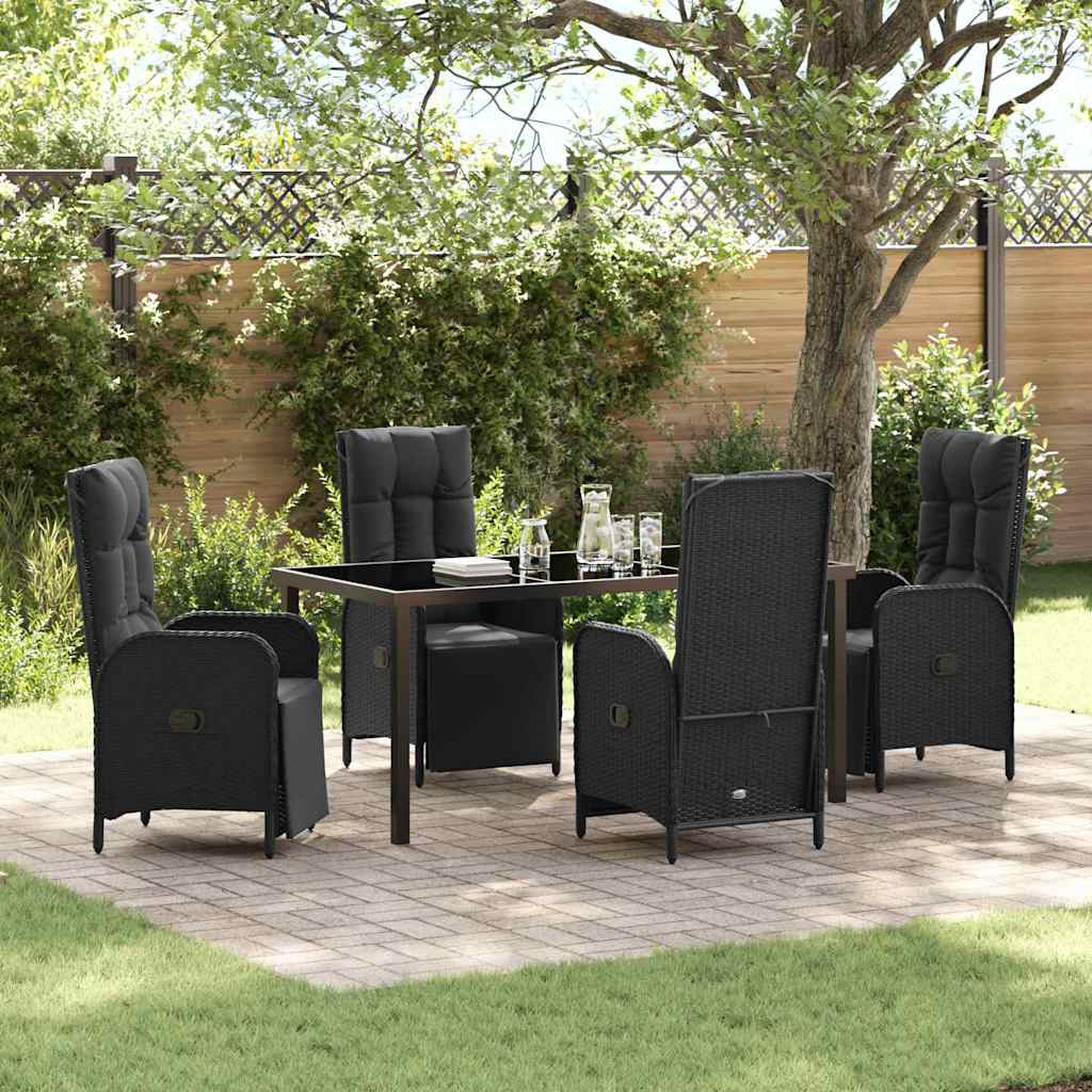 Ensemble de salle à manger pour jardin 5 pcs Noir polyrotin - XIOS