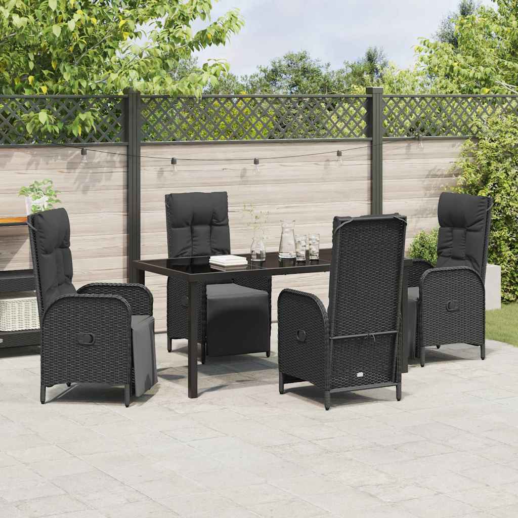 Ensemble de salle à manger pour jardin 5 pcs Noir polyrotin - XIOS