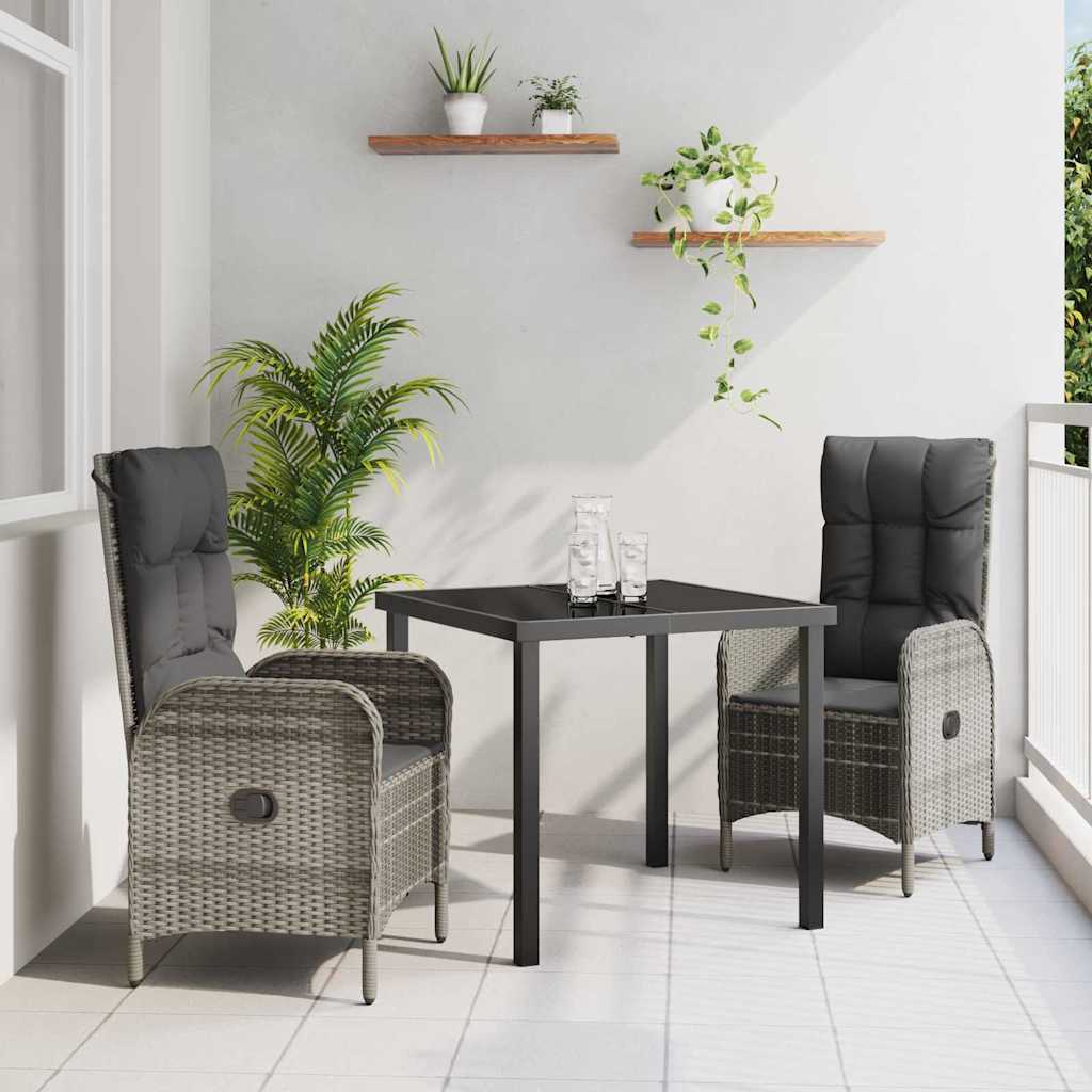 Ensemble de salle à manger pour jardin 3 pcs Gris polyrotin - XIOS