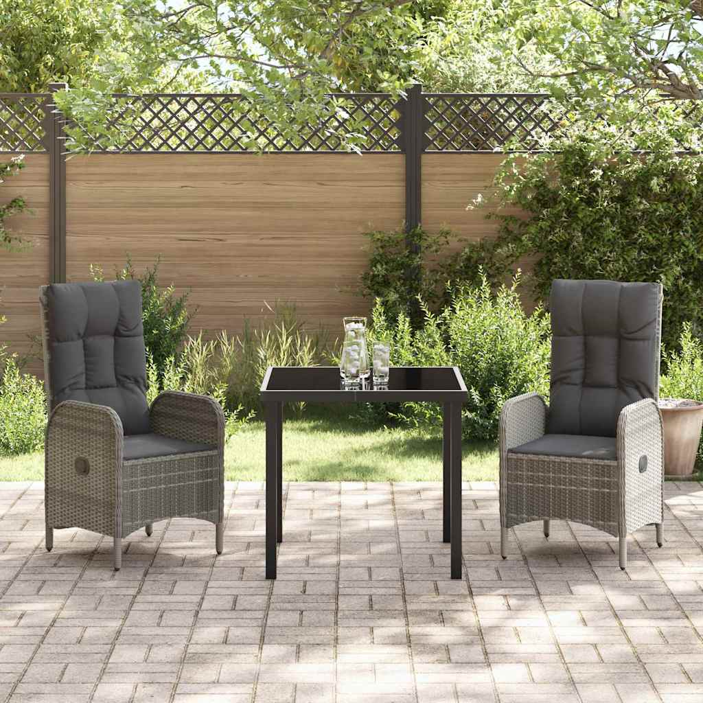 Ensemble de salle à manger pour jardin 3 pcs Gris polyrotin - XIOS