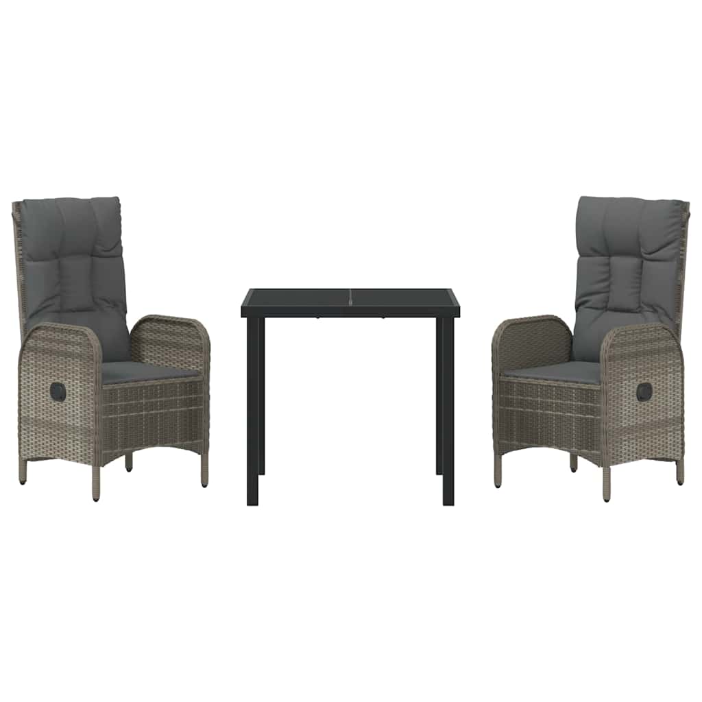 Ensemble de salle à manger pour jardin 3 pcs Gris polyrotin - XIOS